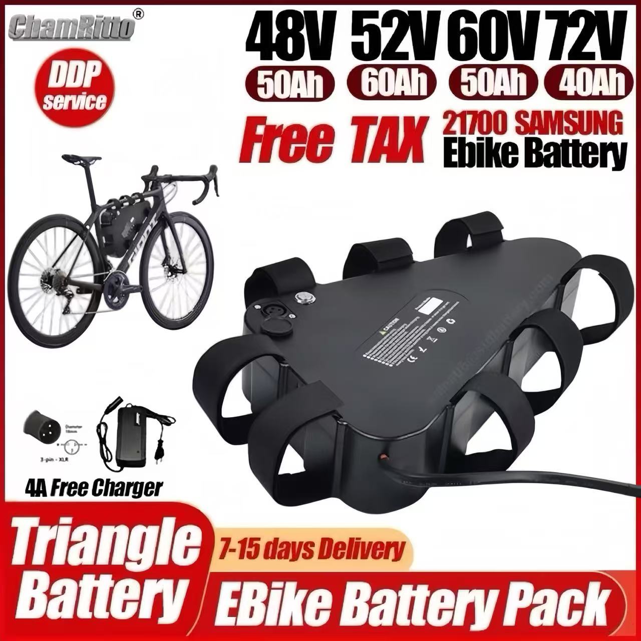 72V 50Ah 21700 Lithium Battery - Batteria al litio 21700 per bici