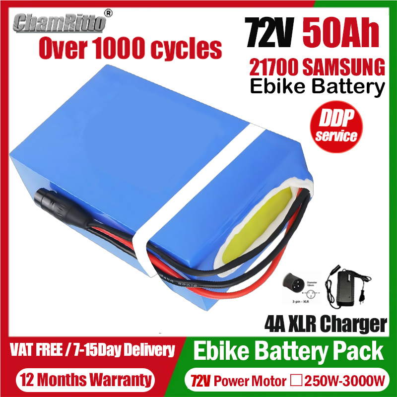 72V 50Ah 21700 Lithium Battery - Bicicletta Elettrica 72V Cham-Rider 84V 3000W