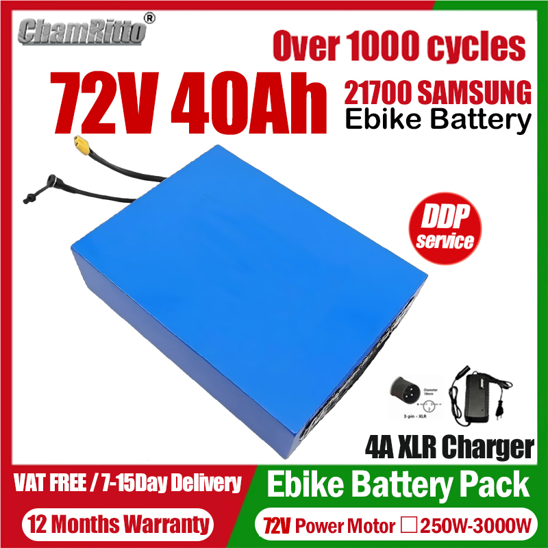 72V 50Ah 21700 Lithium Battery - Bicicletta Elettrica eBike Cham-Rider 72V 20Ah