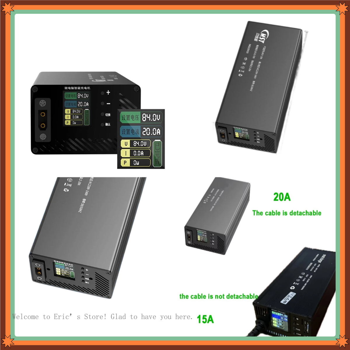 84V 20A Smart Charger - Caricabatterie Regolabile 10-93V 2-30A per Batterie